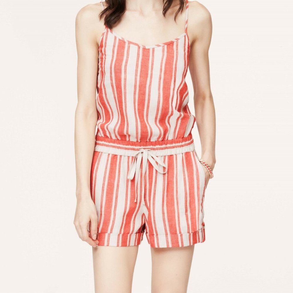 Loft Spaghetti Strapped Striped Romper, Sz 6P, NWT